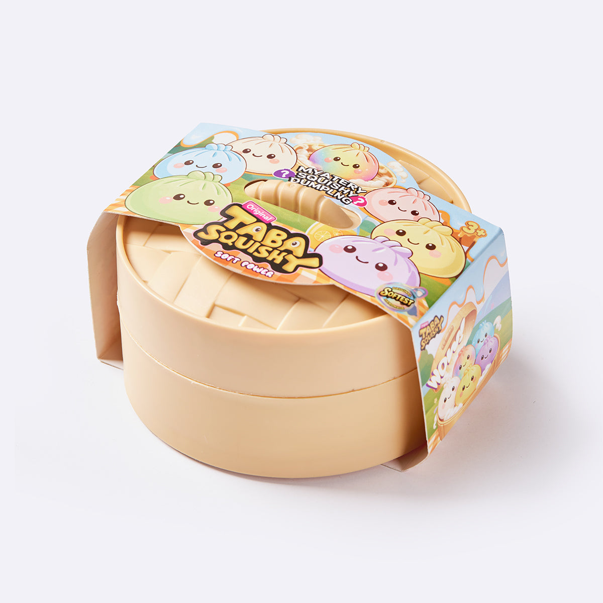 Tabasquishy Dumpling Squishies in glitter and tie-dye variants